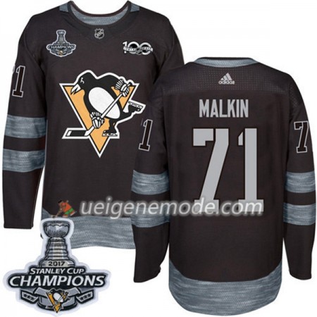 Herren Eishockey Pittsburgh Penguins Trikot Evgeni Malkin 71 1917-2017 100th Anniversary Adidas Schwarz 2017 Stanley Cup Champions Authentic
